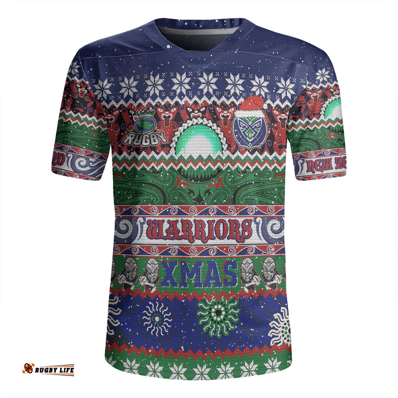 New Zealand Warriors Christmas Maori Custom Indigenous Knitted Ugly Xmas Style Rugby Jersey