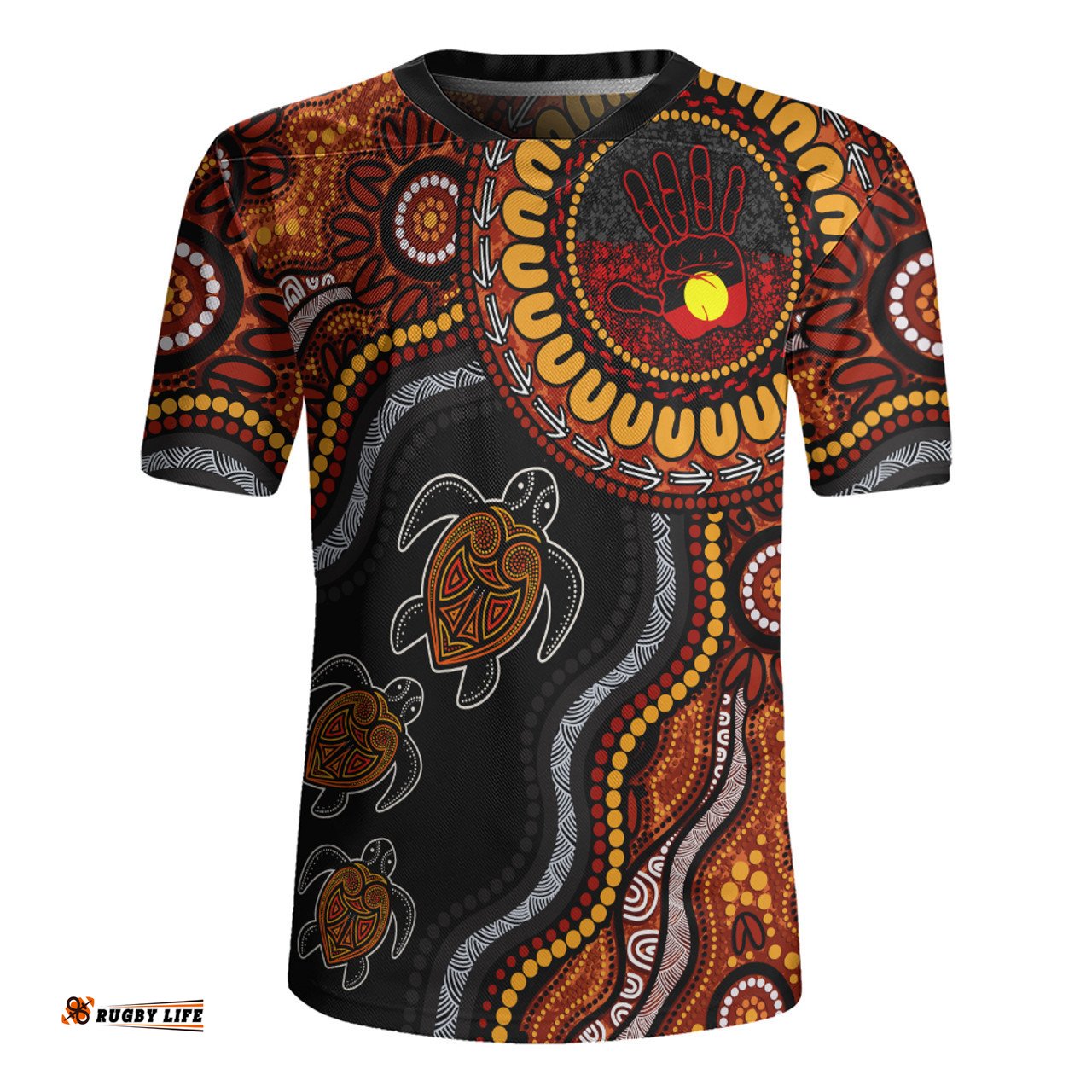 Indigenous Australian Aboriginal Hand Of The Land Heart Of The Sea Rugby Jersey
