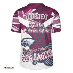 Manly Warringah Sea Eagles Happy Australia Day We Are One And Free V2 Rugby Jersey