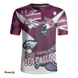 Manly Warringah Sea Eagles Happy Australia Day We Are One And Free V2 Rugby Jersey