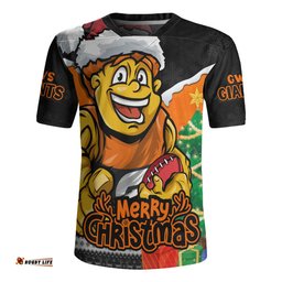 GWS GIANTS Santa Scoring Touchdown On Christmas Game Day Rugby Jersey