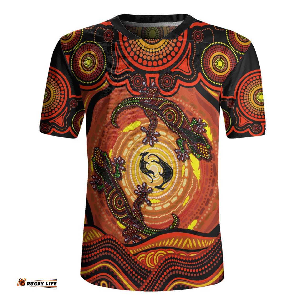 Indigenous Australian Aboriginal Gecko Dreaming Spirit Circle Edition Rugby Jersey