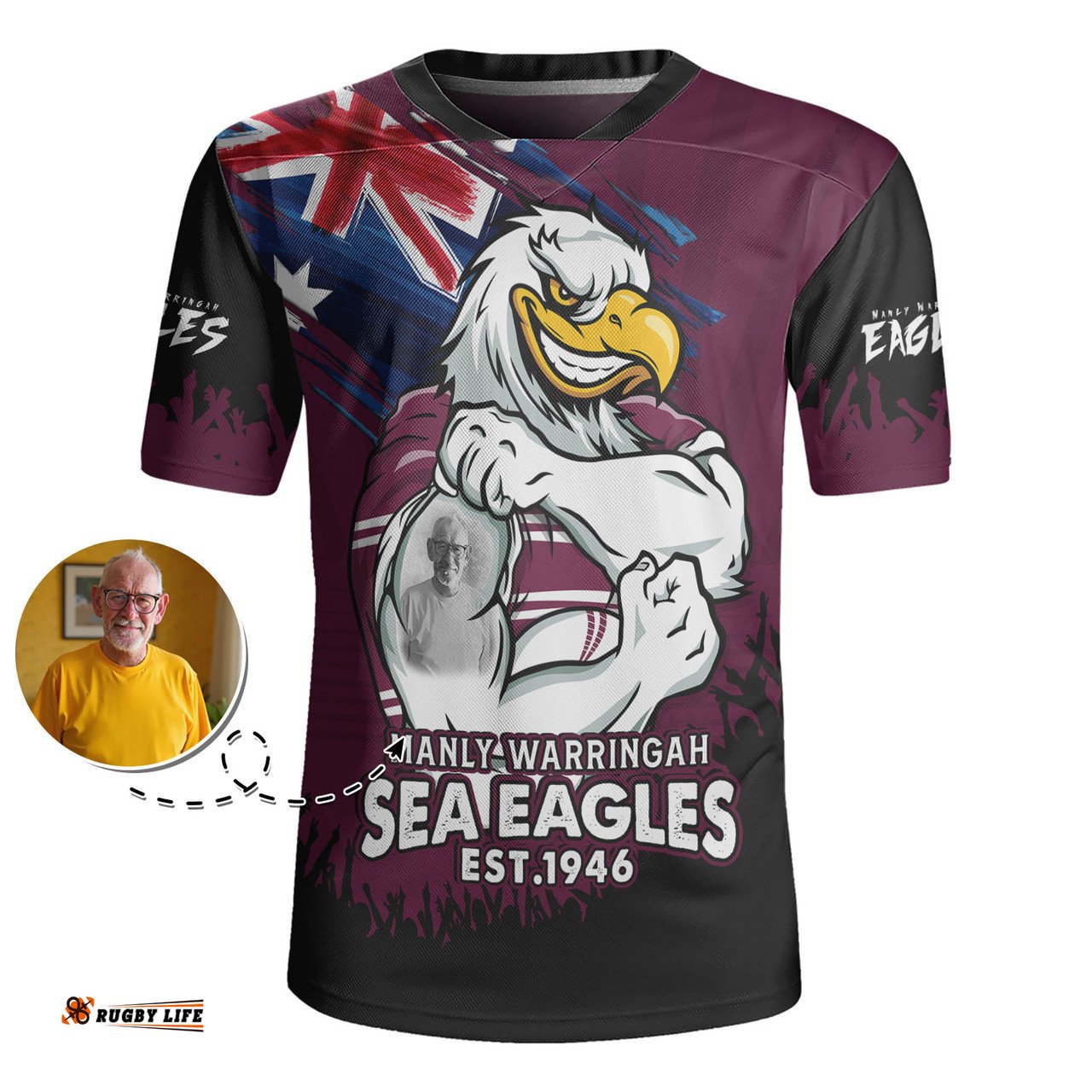 Manly Warringah Sea Eagles Heart Of A Fighter Tough And Fearless Rugby Jersey