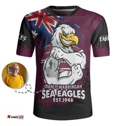 Manly Warringah Sea Eagles Heart Of A Fighter Tough And Fearless Rugby Jersey