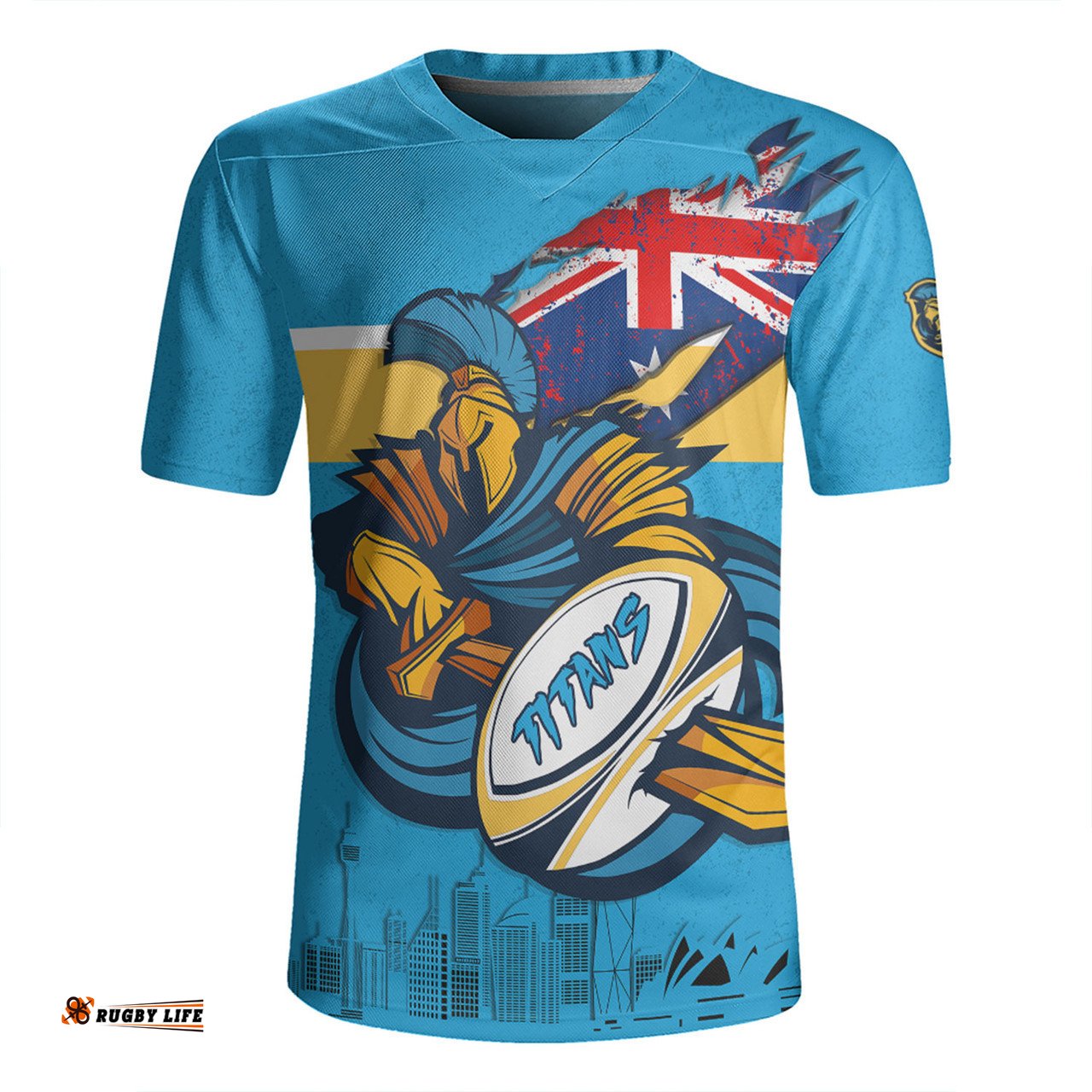Gold Coast Titans Custom For Die Hard Fan Australia Flag Scratch Style Rugby Jersey