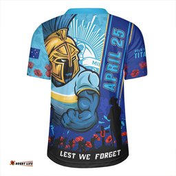 Gold Coast Titans Anzac Day Lest We Forget Strong Fighting Spirit Rugby Jersey