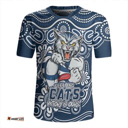Geelong Cats Aboriginal Inspired Tough Fan Football For Life Rugby Jersey