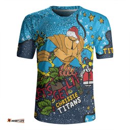 Gold Coast Titans Christmas Custom Let's Get Lit Chrisse Pressie Rugby Jersey