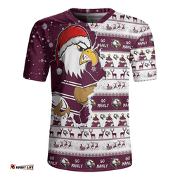 Manly Warringah Sea Eagles Merry Christmas Our Beloved Team Scratch Style Rugby Jersey