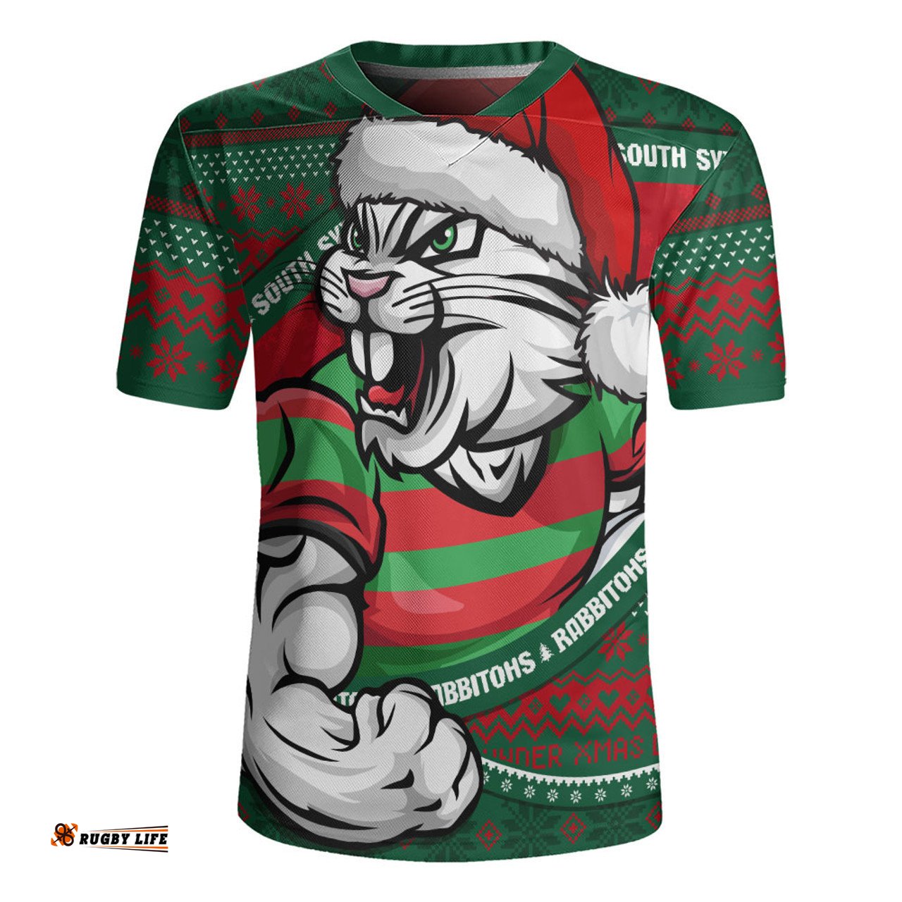 South Sydney Rabbitohs Ugly Knit Style For Christmas Game Fans Rugby Jersey