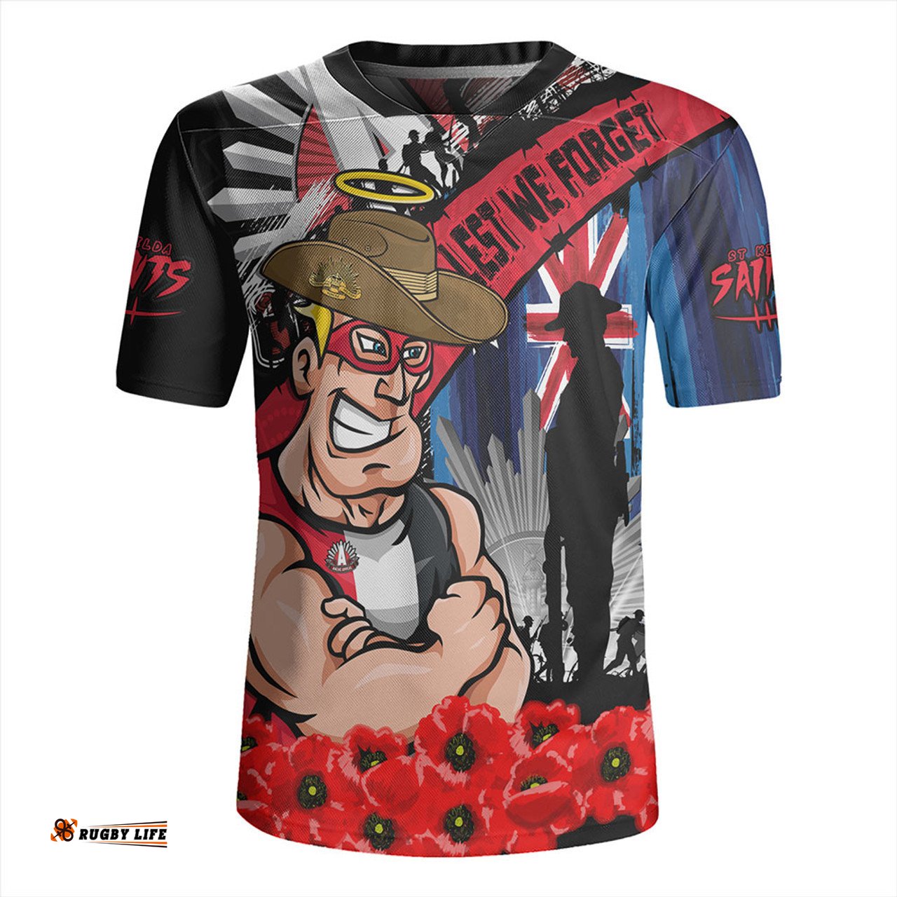 St Kilda Anzac Day Honor United In Spirit Rugby Jersey