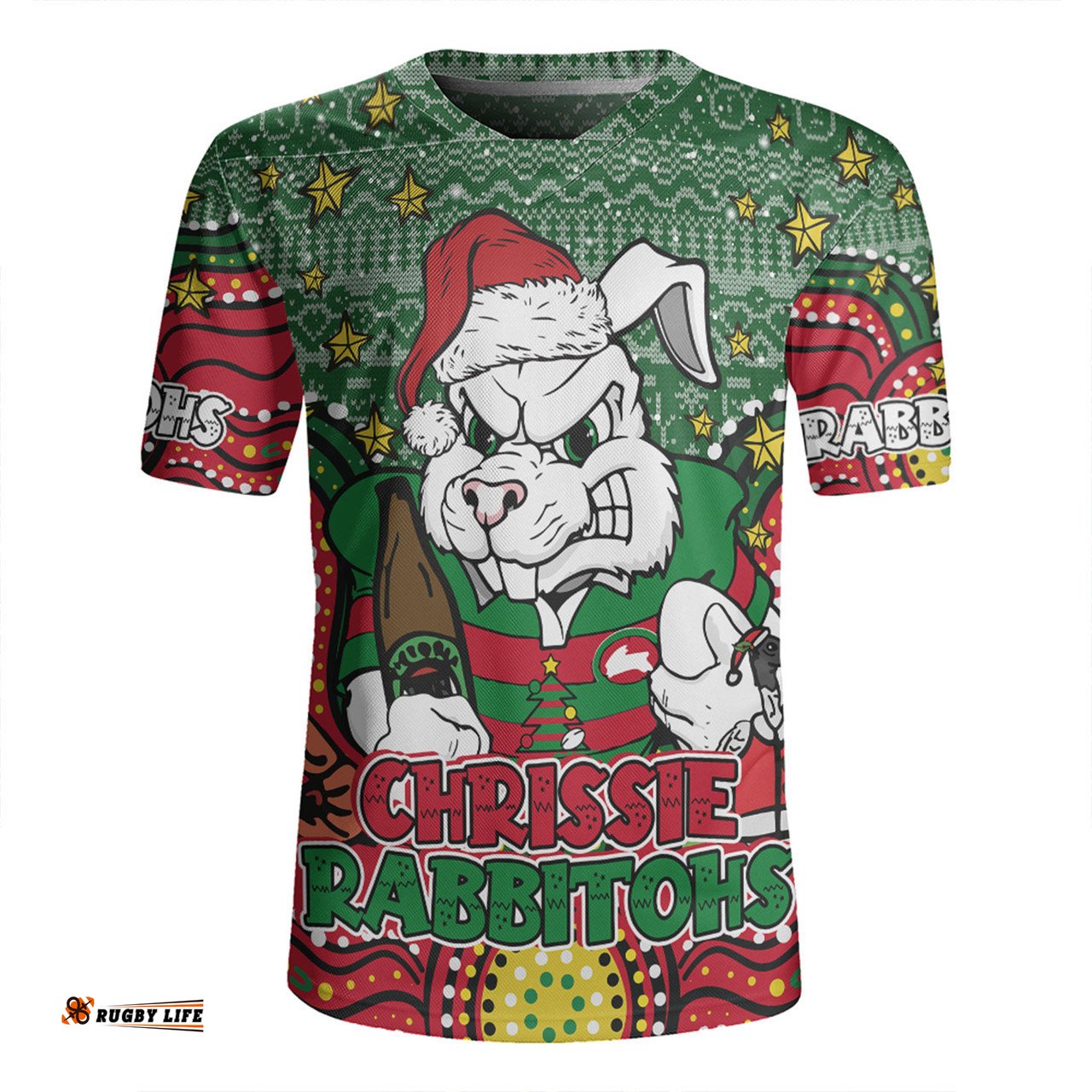 South Sydney Rabbitohs Custom Christmas Knit Patterns Vintage Jersey Ugly Rugby Jersey