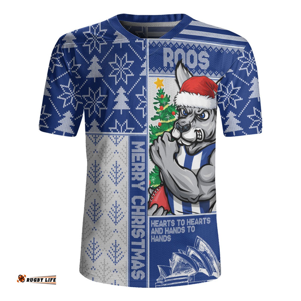 North Melbourne Merry Christmas Knit Style Festive Spirit Rugby Jersey