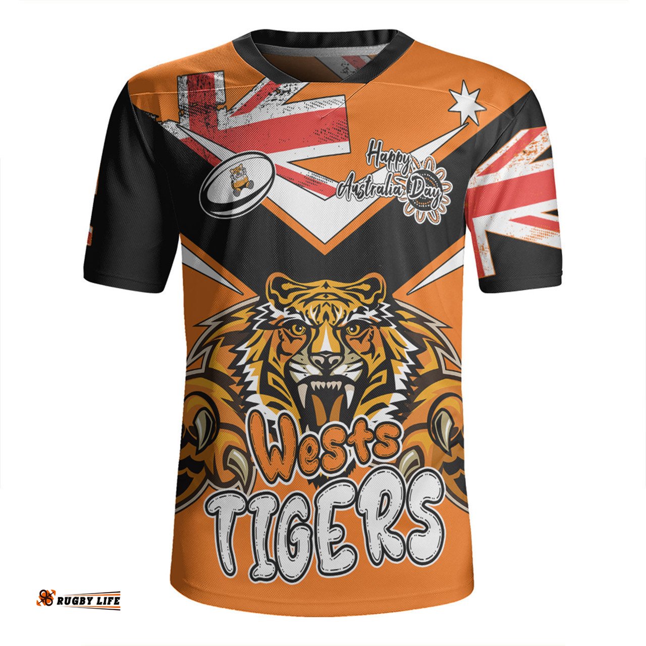 Wests Tigers Happy Australia Day We Are One And Free V2 Rugby Jersey