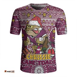 Queensland Cane Toads Christmas Custom Christmas Knit Patterns Vintage Jersey Ugly Rugby Jersey