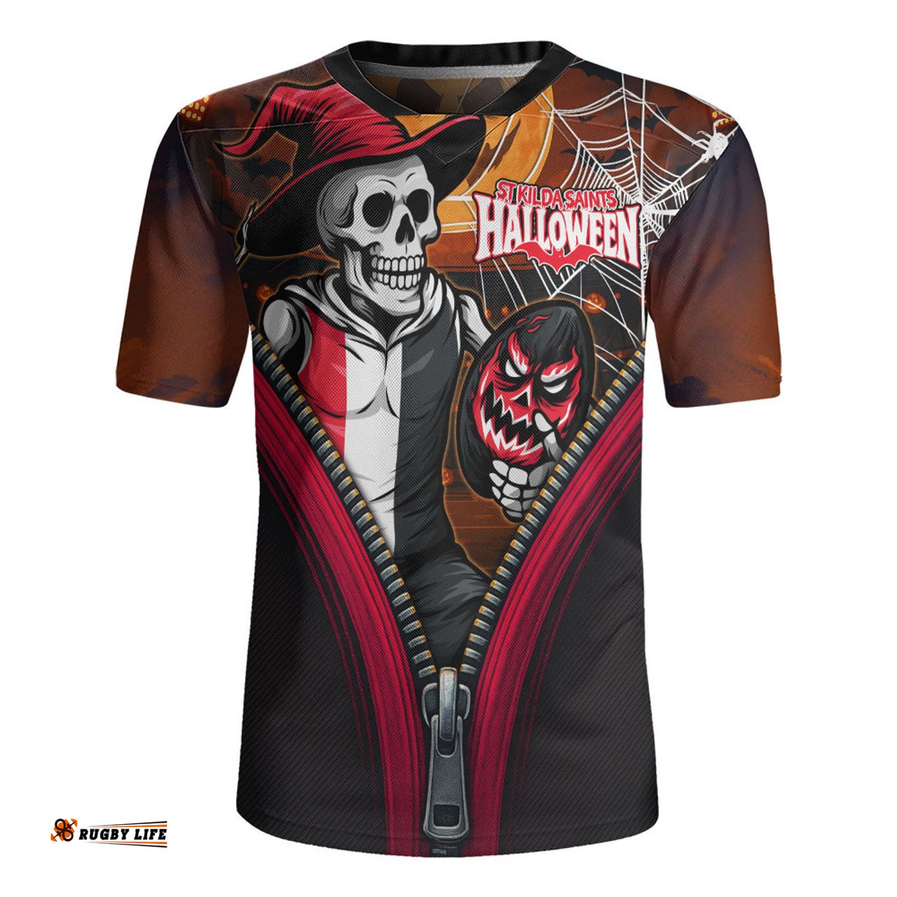 St Kilda Halloween Night Reaper Zipper Rugby Jersey