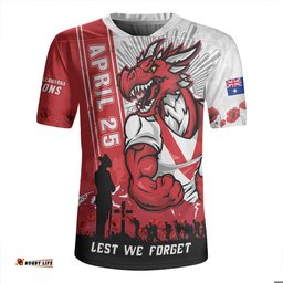 St. George Illawarra Dragons Anzac Day Lest We Forget Strong Fighting Spirit Rugby Jersey