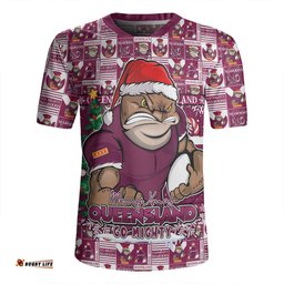 Queensland Maroons Merry Ugly Christmas Comic Style Rugby Jersey