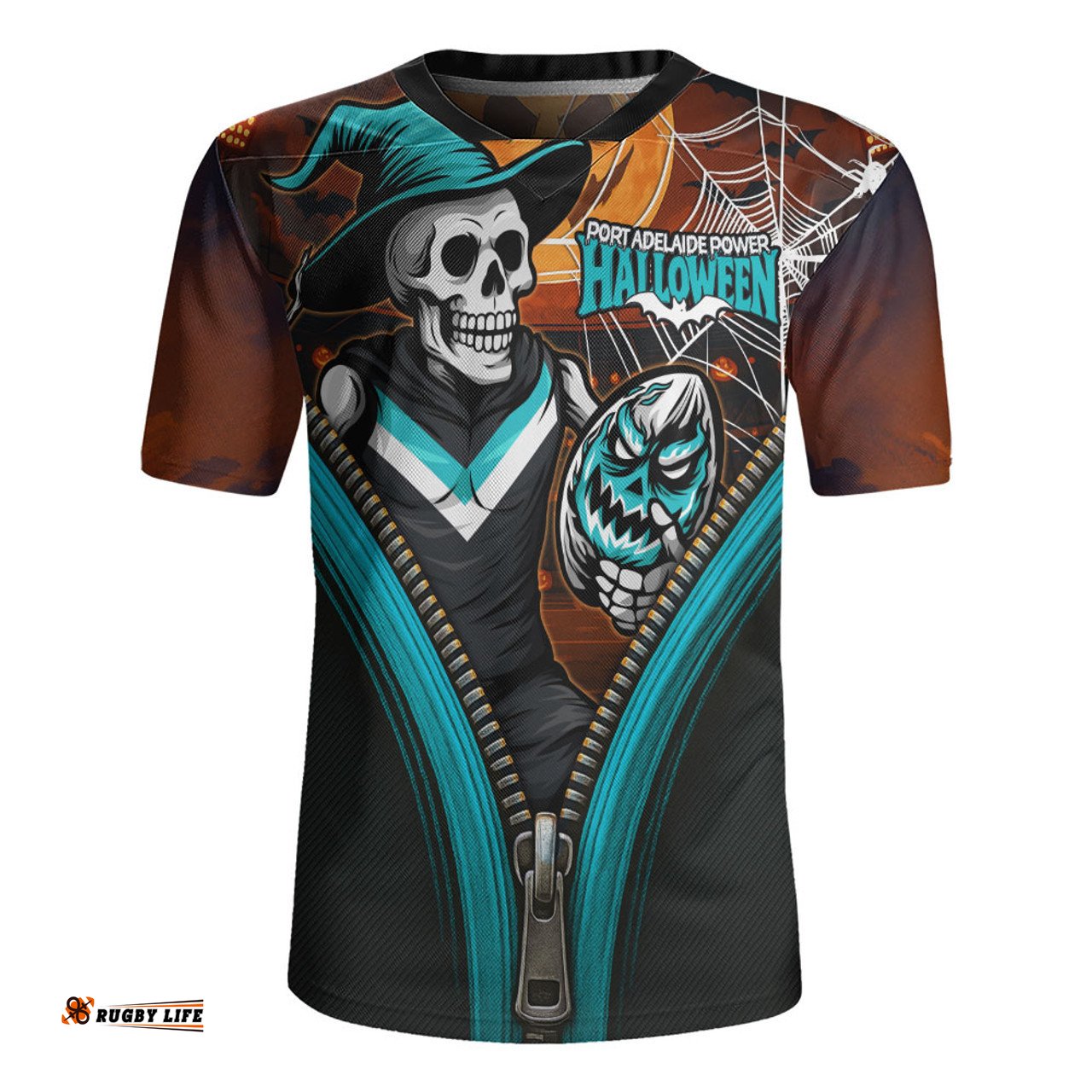 Port Adelaide Halloween Night Reaper Zipper Rugby Jersey