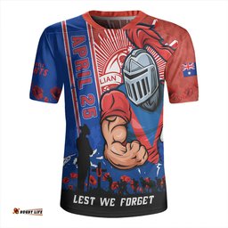 Newcastle Knights Anzac Day Lest We Forget Strong Fighting Spirit Rugby Jersey
