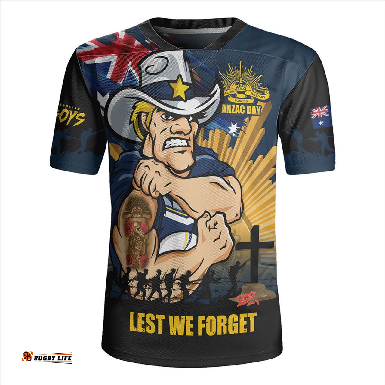 North Queensland Cowboys Fearless ANZAC Defender Rugby Jersey