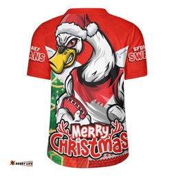 Sydney Swans Santa Scoring Touchdown On Christmas Game Day Rugby Jersey