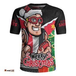 St Kilda Santa Scoring Touchdown On Christmas Game Day Rugby Jersey