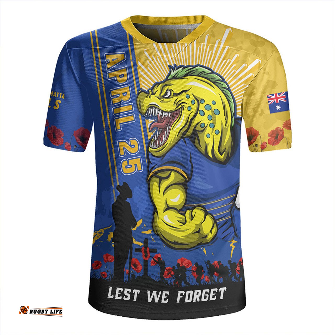 Parramatta Eels Anzac Day Lest We Forget Strong Fighting Spirit Rugby Jersey