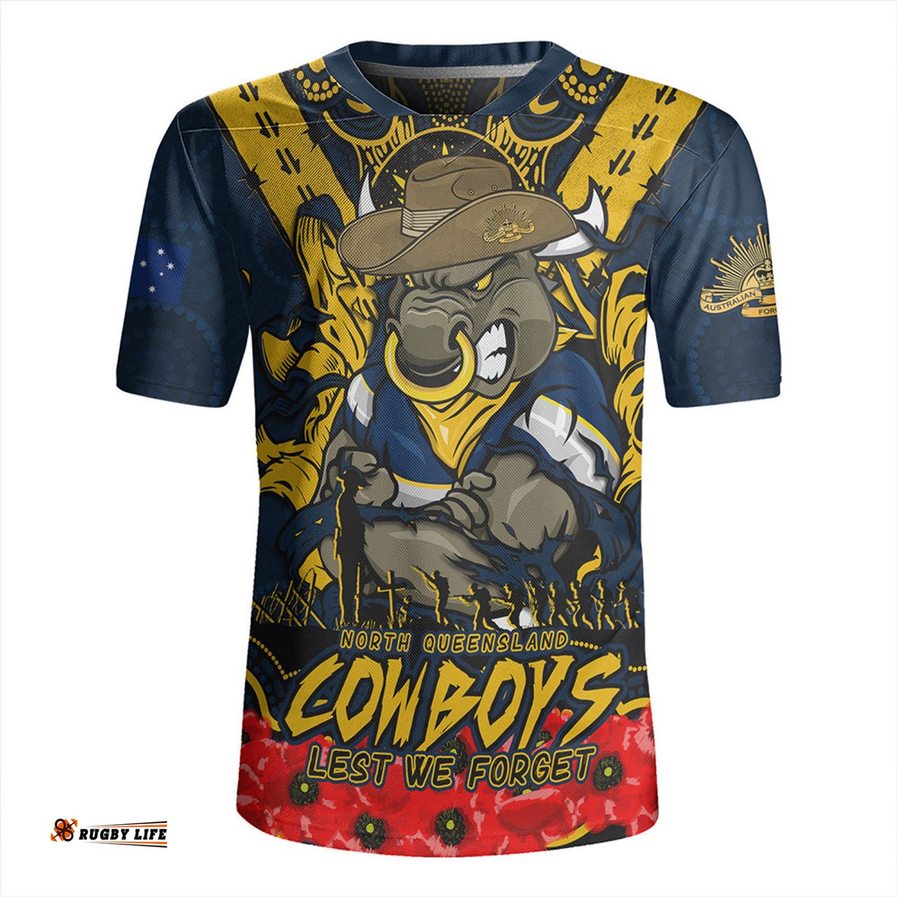 North Queensland Cowboys Ripped Legacy Of The Game The ANZAC Spirit Lives On Rugby Jersey