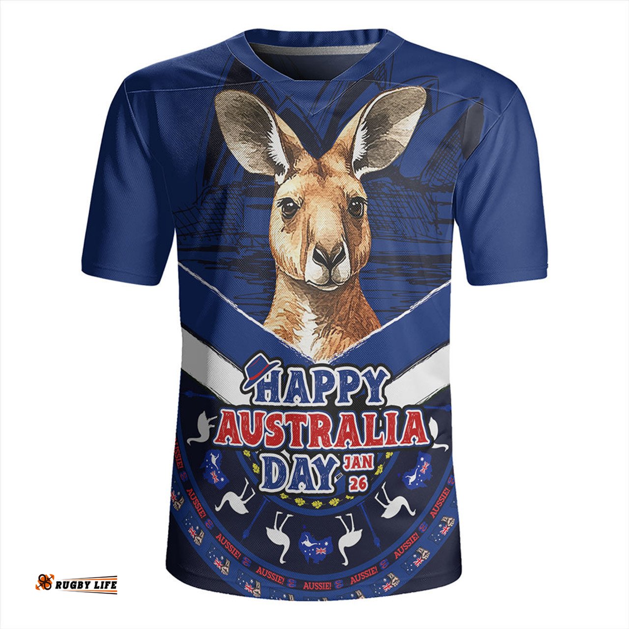 Australia Kangaroo Pride Australia Day Blue Rugby Jersey