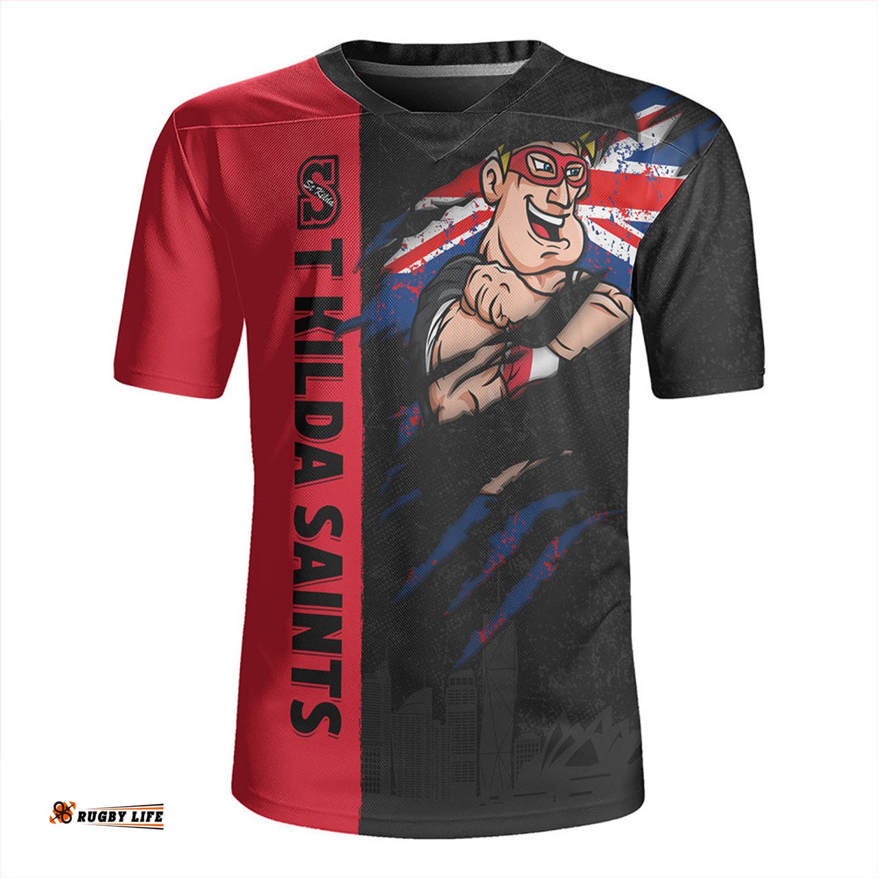 St Kilda Burning Passion Of Power Scratch Style Rugby Jersey