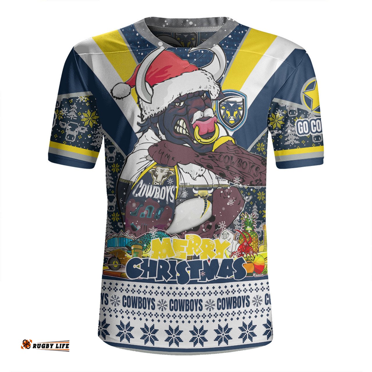 North Queensland Cowboys Christmas Custom North Queensland Cowboys Santa Aussie Big Things Rugby Jersey