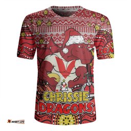 St. George Illawarra Dragons Christmas Custom Christmas Knit Patterns Vintage Jersey Ugly Rugby Jersey