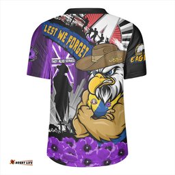 West Coast Eagles ANZAC Day Honor Purple Valor And Spirit Rugby Jersey