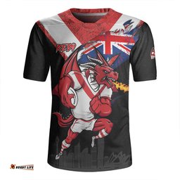 St. George Illawarra Dragons Custom For Die Hard Fan Australia Flag Scratch Style Rugby Jersey