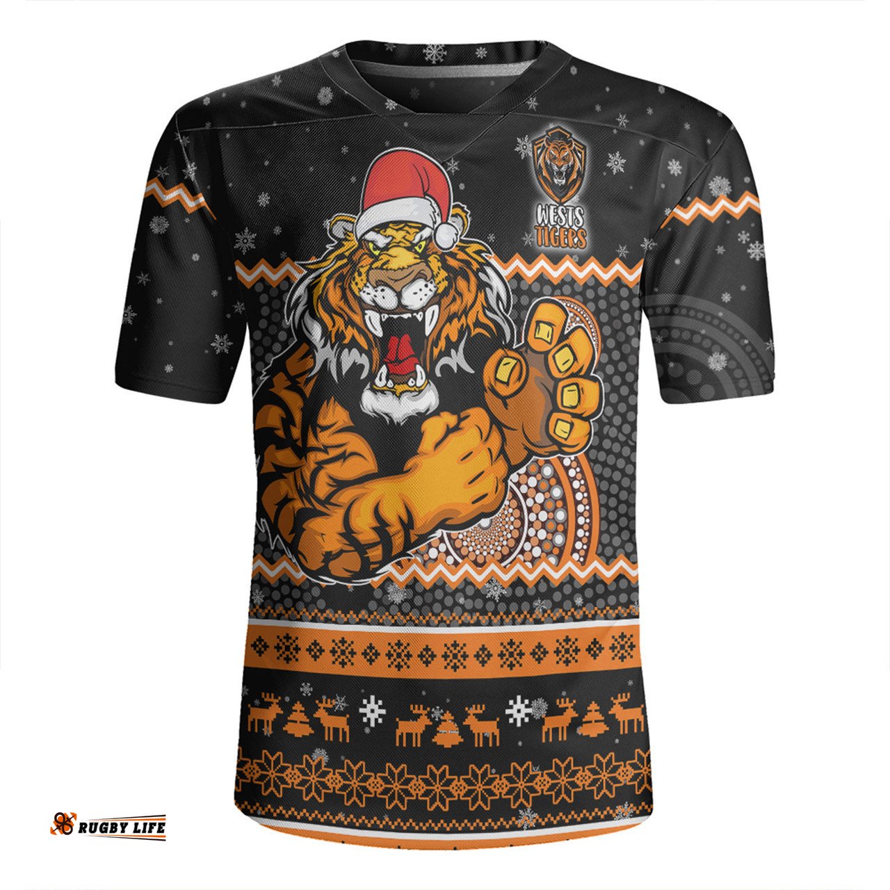 Wests Tigers Christmas Custom Ugly Xmas And Aboriginal Patterns For Die Hard Fan Rugby Jersey
