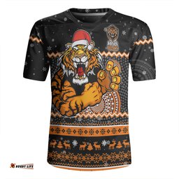 Wests Tigers Christmas Custom Ugly Xmas And Aboriginal Patterns For Die Hard Fan Rugby Jersey
