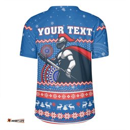 Newcastle Knights Christmas Custom Ugly Xmas And Aboriginal Patterns For Die Hard Fan Rugby Jersey