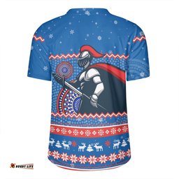 Newcastle Knights Christmas Custom Ugly Xmas And Aboriginal Patterns For Die Hard Fan Rugby Jersey
