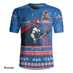 Newcastle Knights Christmas Custom Ugly Xmas And Aboriginal Patterns For Die Hard Fan Rugby Jersey