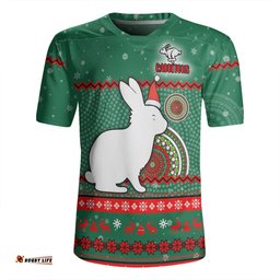 South Sydney Rabbitohs Custom Ugly Xmas And Aboriginal Patterns For Die Hard Fan Rugby Jersey
