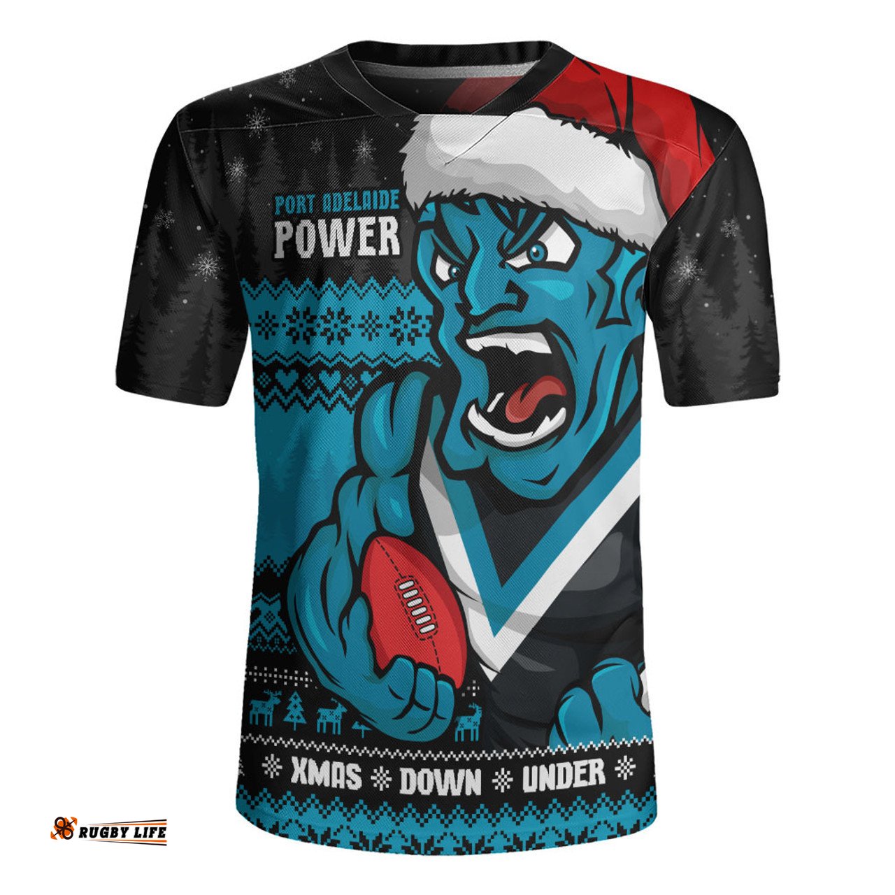 Port Adelaide Merry Christmas Down Under Footy Power Style Rugby Jersey