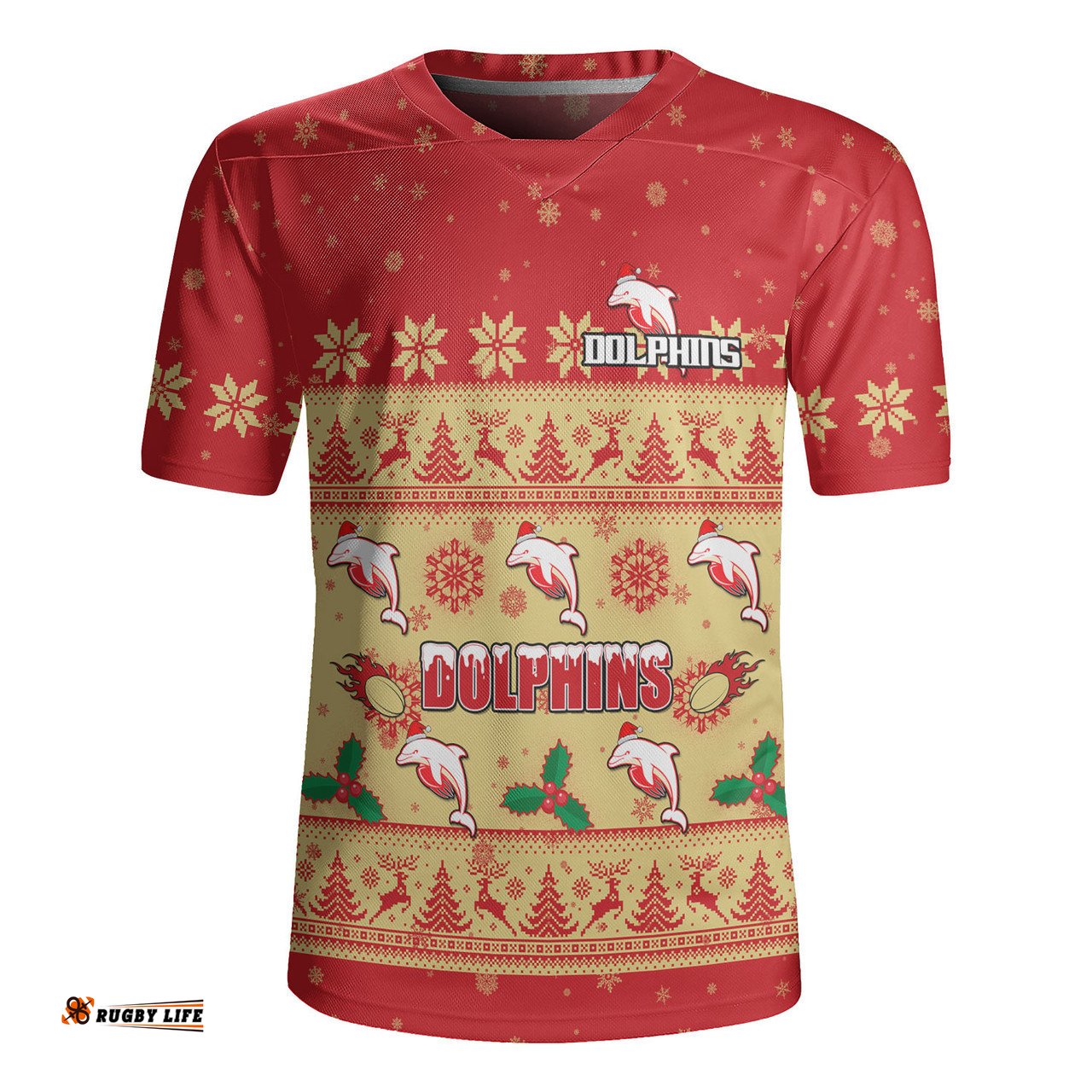 Redcliffe Dolphins Christmas Custom Special Ugly Christmas Rugby Jersey
