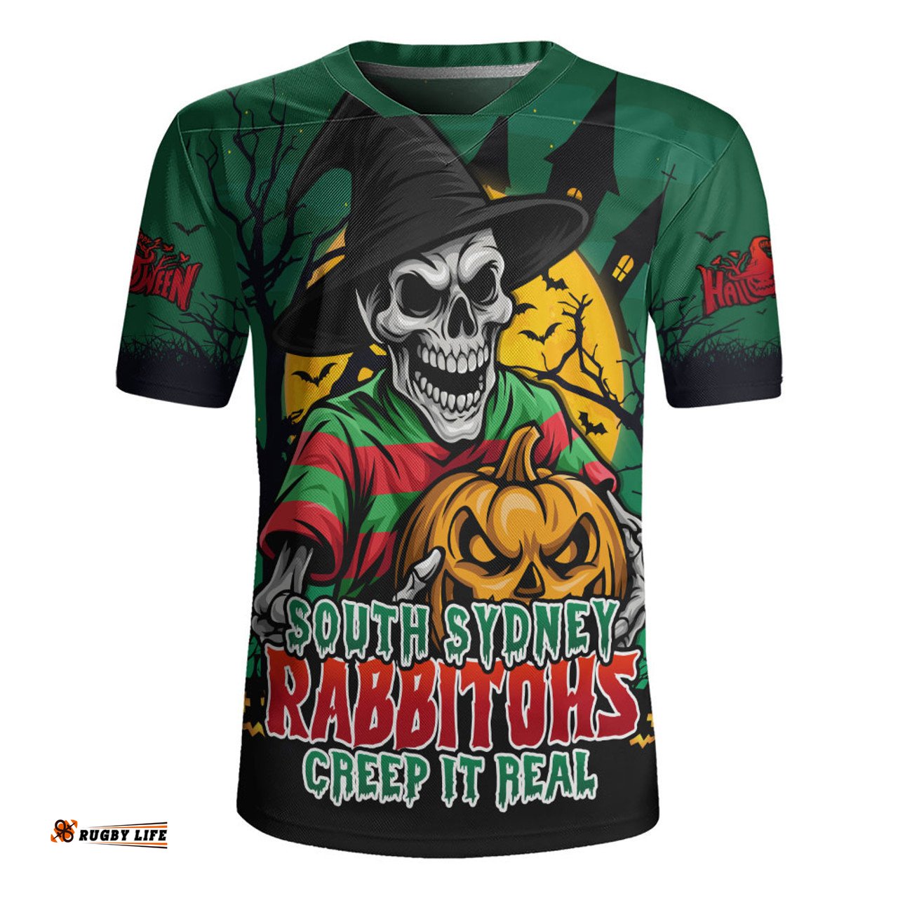 South Sydney Rabbitohs Dark Moon Rugby Halloween Battle Edition Rugby Jersey