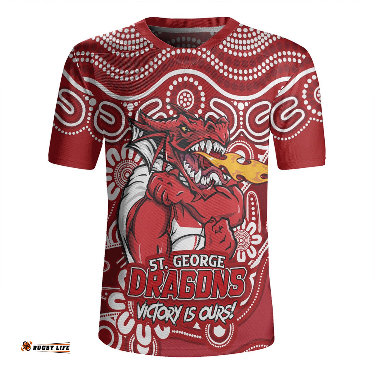 St. George Illawarra Dragons Aboriginal Inspired Tough Fan Rugby For Life Ver 2.0 Rugby Jersey
