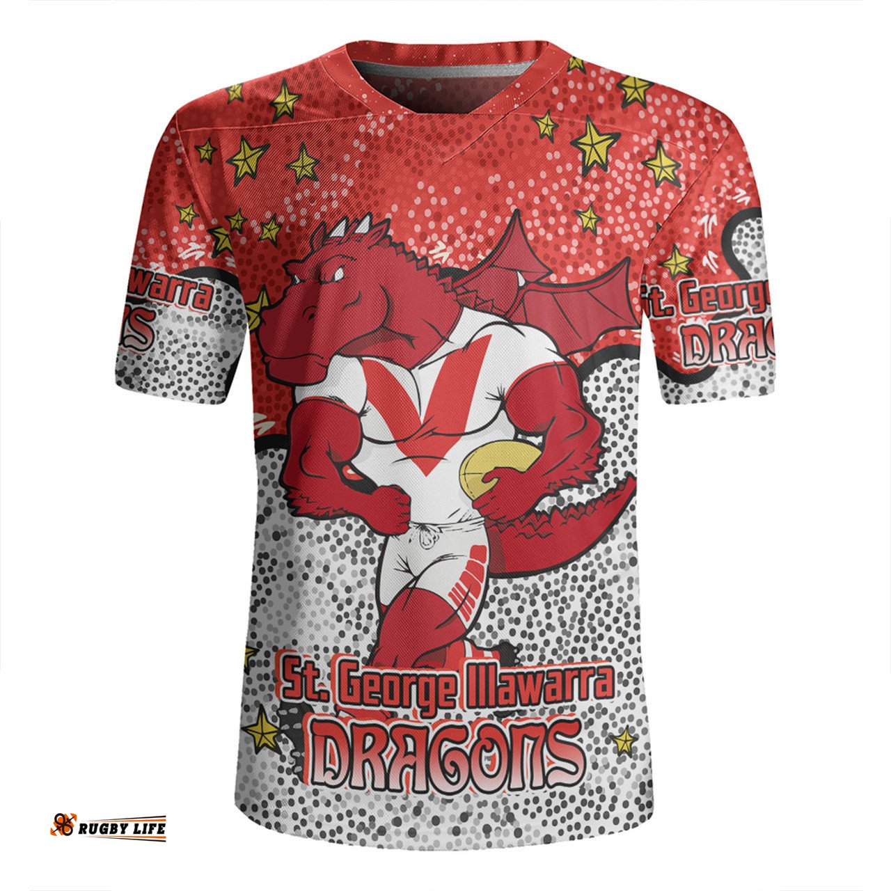St. George Illawarra Dragons Custom Team With Dot And Star Patterns For Tough Fan Rugby Jersey