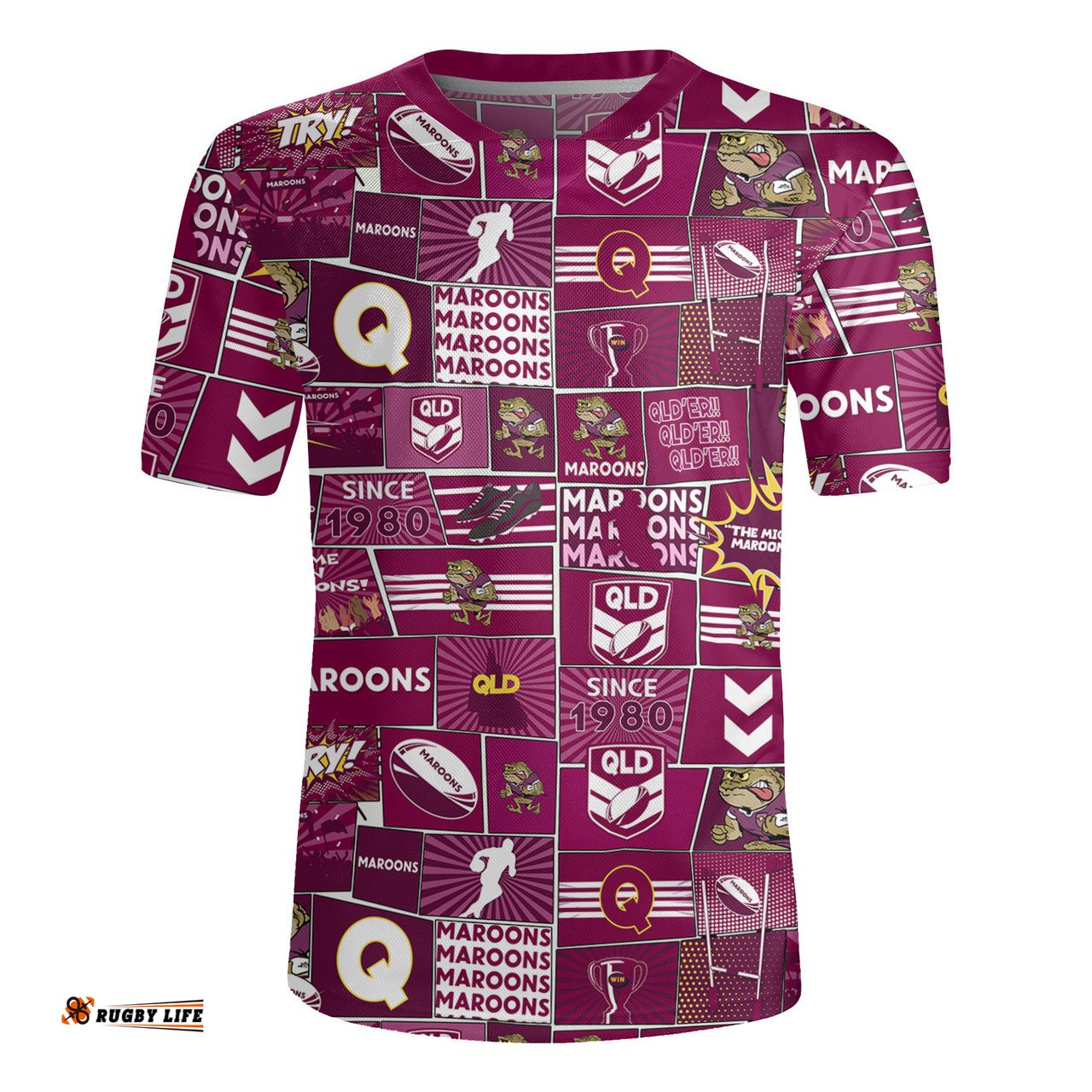 Queensland Team Of Us Die Hard Fan Supporters Comic Style Rugby Jersey