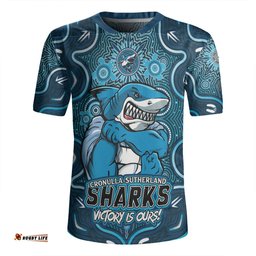 Cronulla Sutherland Sharks Aboriginal Pattern Inspired Victory Is Ours Rugby Jersey
