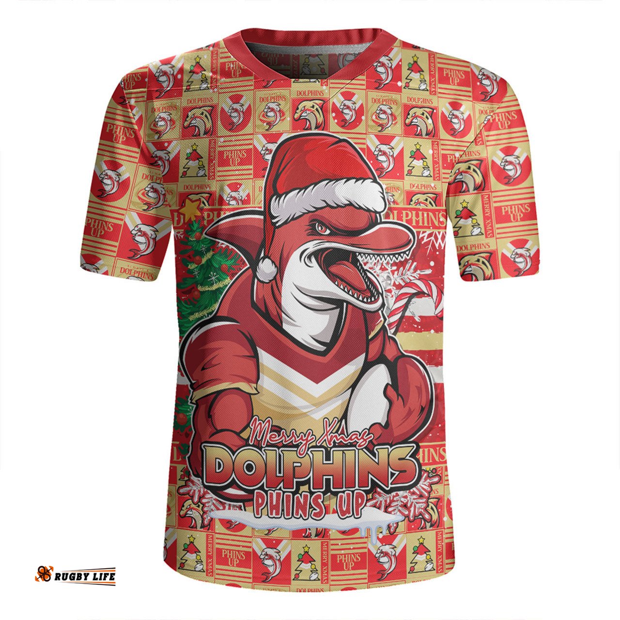 Redcliffe Dolphins Merry Ugly Christmas Comic Style Rugby Jersey