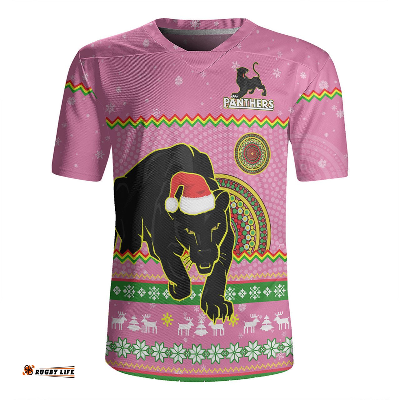 Penrith Panthers Christmas Custom Ugly Xmas And Aboriginal Patterns For Die Hard Fan Rugby Jersey
